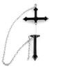 Punk Black Cross Drop Earrings For Teens Vintage Rock Pride Long Chain