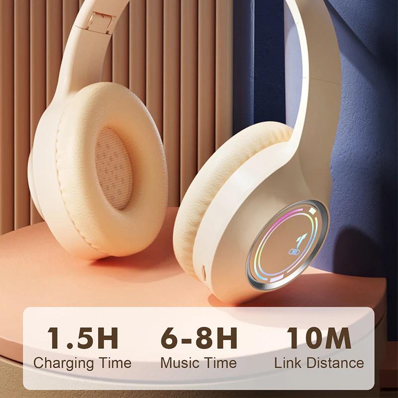 M3 Lightemitting Bluetooth Headset Folding LED Card Wireless Headset TYPEC Charging Multiscene Use Game Office
