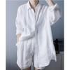 French Style White Lapel   Sunscreen Shirt Women's Thin Shirt Top