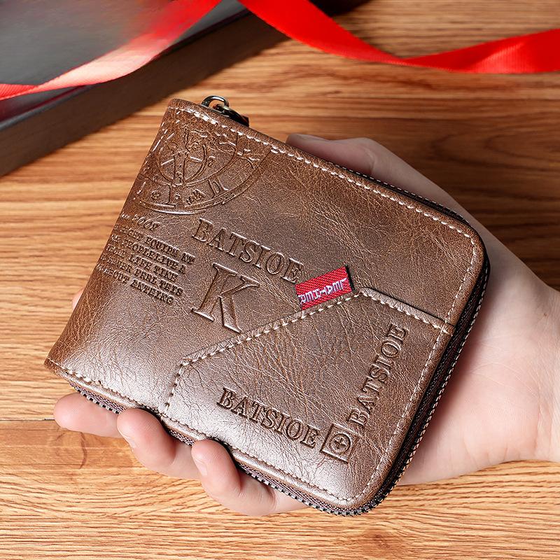 Men's Wallet, 20% Off Retro Zipper Short Multi-card Multi-function Clip Casual Bag