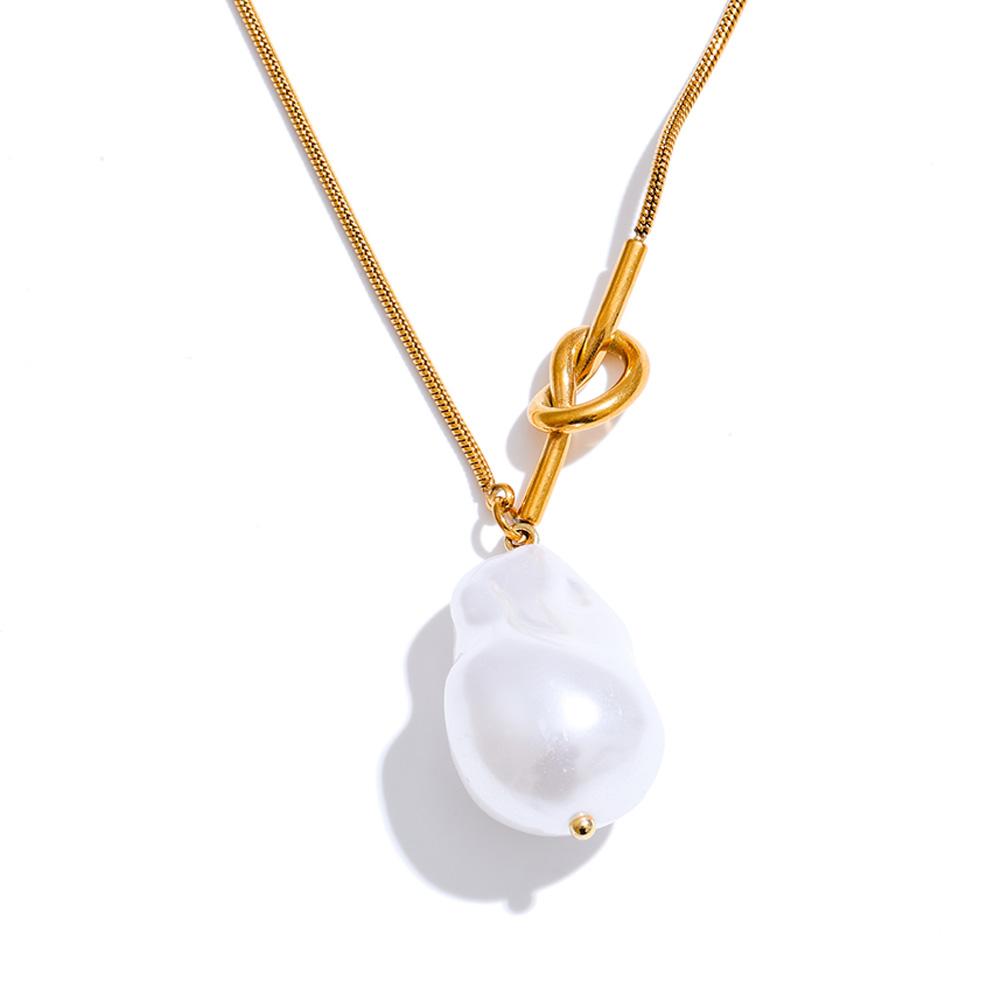 

Yhpup Retro Baroque Simulated Pearls Geometric Pendant Necklace Fashion Chic Collar Neck Necklace Recommend Accessories