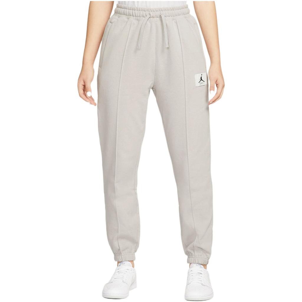 Jordan Logo Print Mid Rise Elastic Waist Knitted Sports Pants Women Pants Light-Gray DD7002-012
