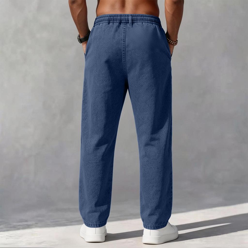 Men's Casual Loose Fit Straight Wide Leg Denim Jeans, Versatile Everyday Pants
