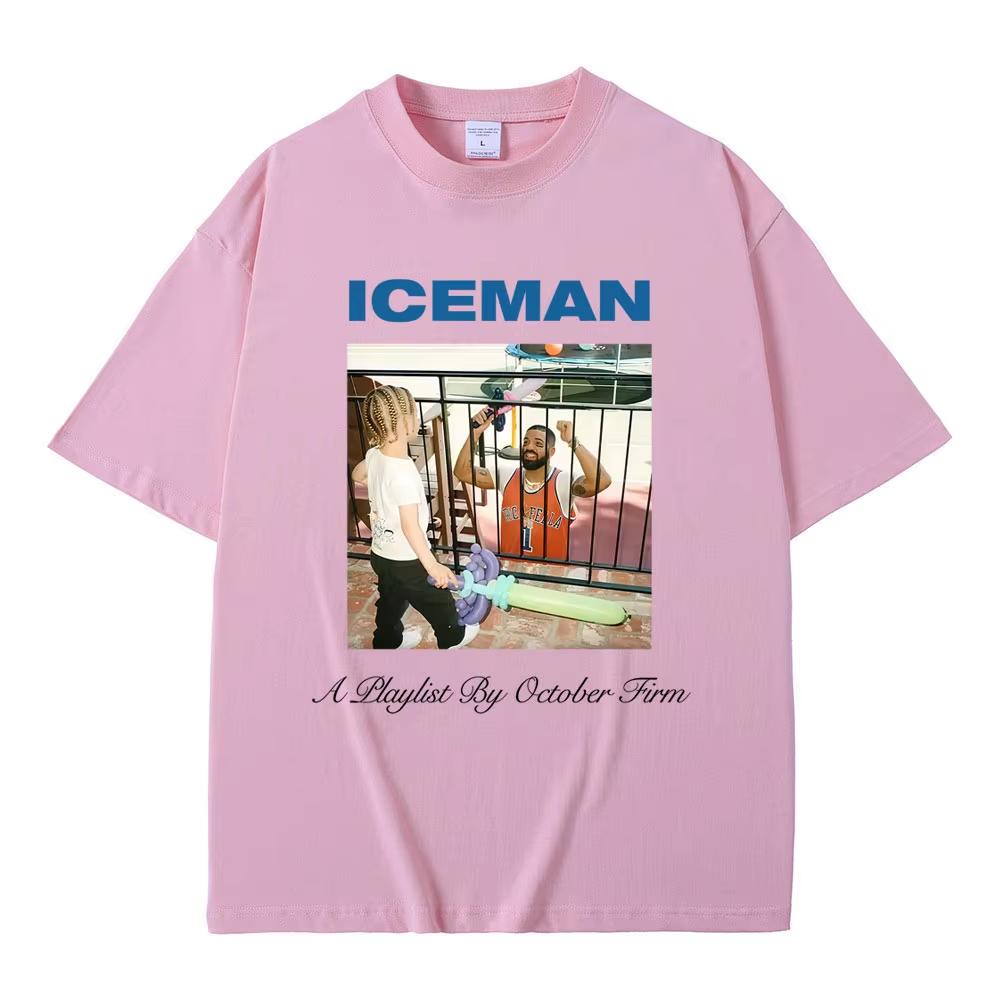 Rapper Drake ICEMAN Graphic T‑shirt Men Women Hip Hop Fashion Retro Short‑Sleeved T‑Shirt