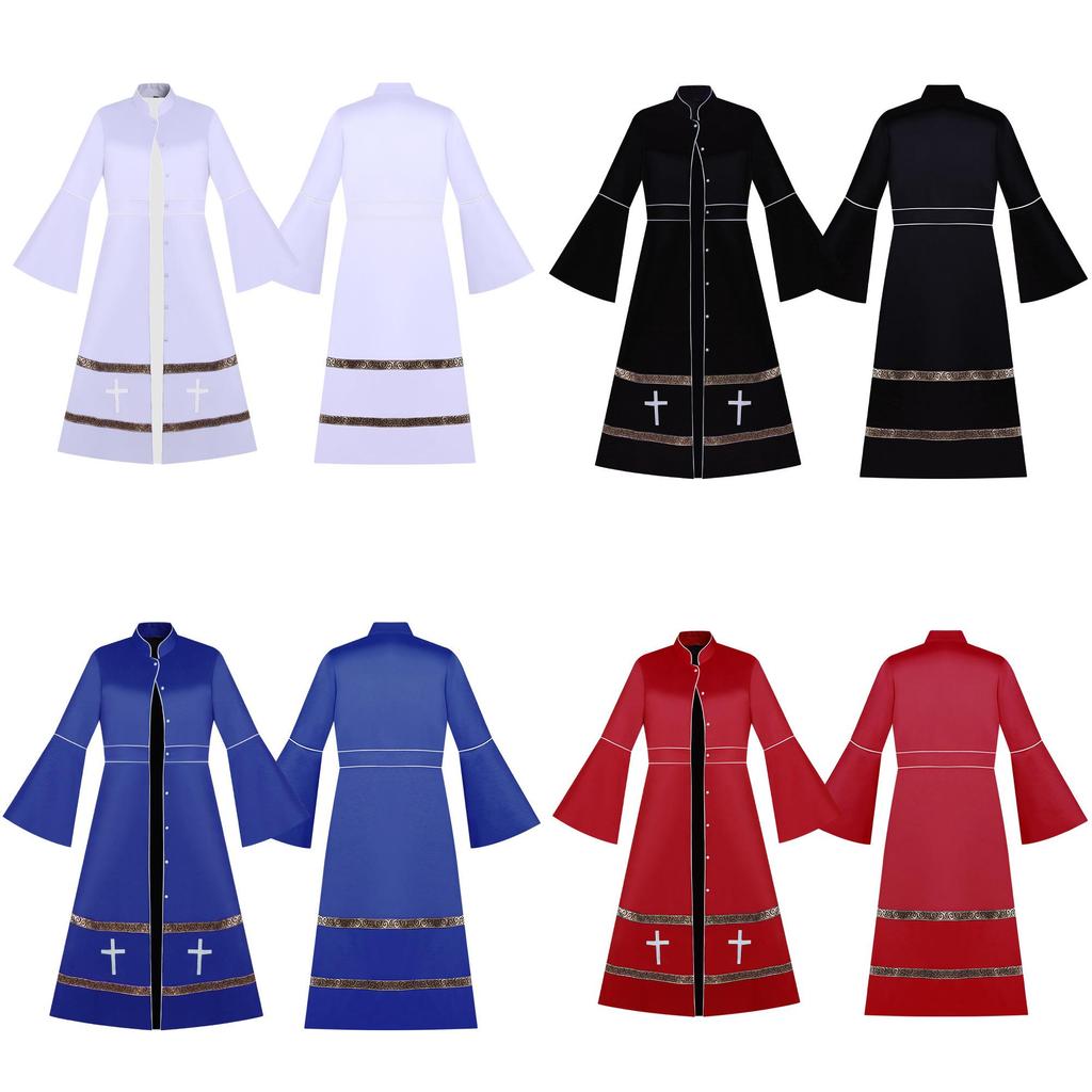 Robe Sacerdotale Medievale per Donne in Tessuto di Poliestere per Cosplay e Giochi di Ruolo Fantasy