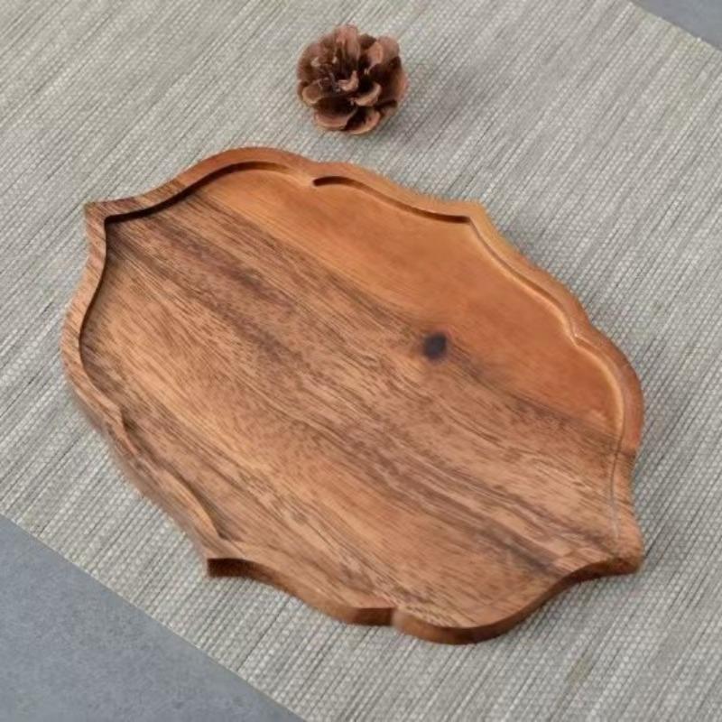 Traditionelles Nussbaum-Tee-Tablett Teekanne Teetasse Massivholz-Tablettmatte Büro Kaffeetassen-Tabletts Heim Teezeremonie-Zubehör