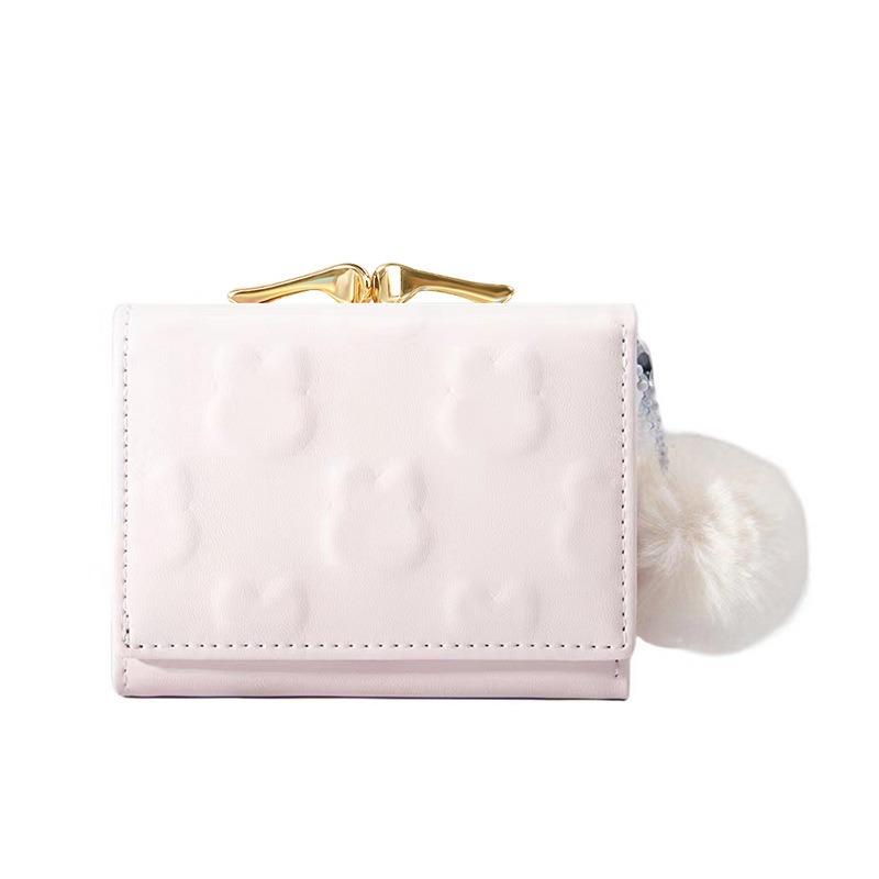 New small hairball women's change bag multi-functional clip bag student short wallet storage