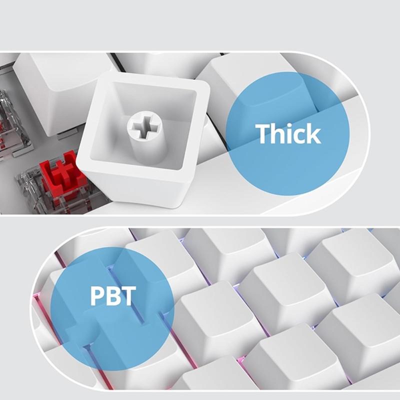 Original Height 61 Key White Keycaps Durability PBT Keycap For Customizing Mechanical Keyboards At Home Or Work