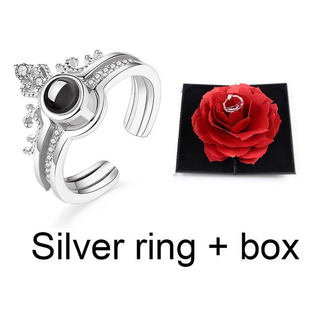3D Fashion Elegant Rings Joyful Red Box Wedding Engagement Case Rose Flower Gift For Love Jewelry Display Storage Holder