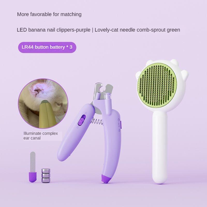 

Ножницы для кошачьих ногтей, специальные кусачки для когтей для собак, артефакт, анти-кровотечение, кошачьи лапы, ножницы для кошек, кусачки для когтей Pet fingernail cut + comb фиолетовый