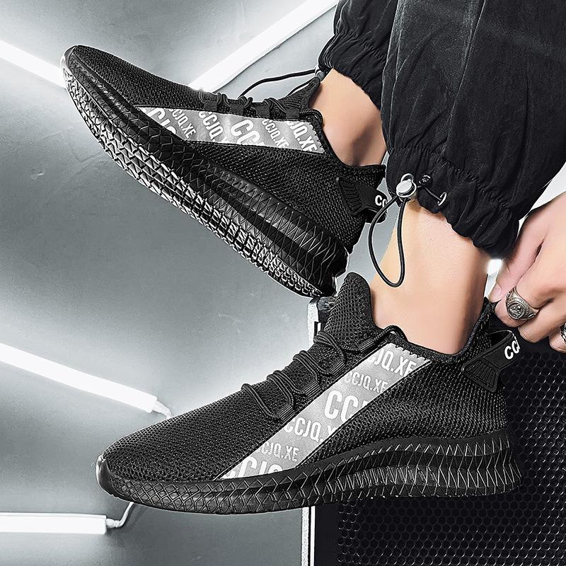 Men's shoes spring and summer fly-woven mesh breathable men's casual sports running ins light shoes large size mesh shoes