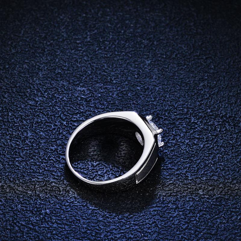 Fashion Real Moissanite Diamond Four Prong Ring Pure S925 Sterling Silver Frosted Ring for Man Fine Jewelry Wedding Gift