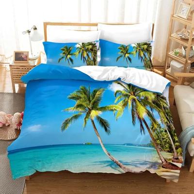 Zestaw poszewek na kołdrę Ocean Summer Beach Decor Hawaiian Vacation Style Pościel Palm Tree Tropical Nature Sea Polyester Poszewka na kołdrę