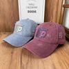 Retro Denim Alphabet Men's Versatile Big Head Circumference Hat Four Seasons Show Face Small Sun Protection Peaked Cap Baseball Cap Tide