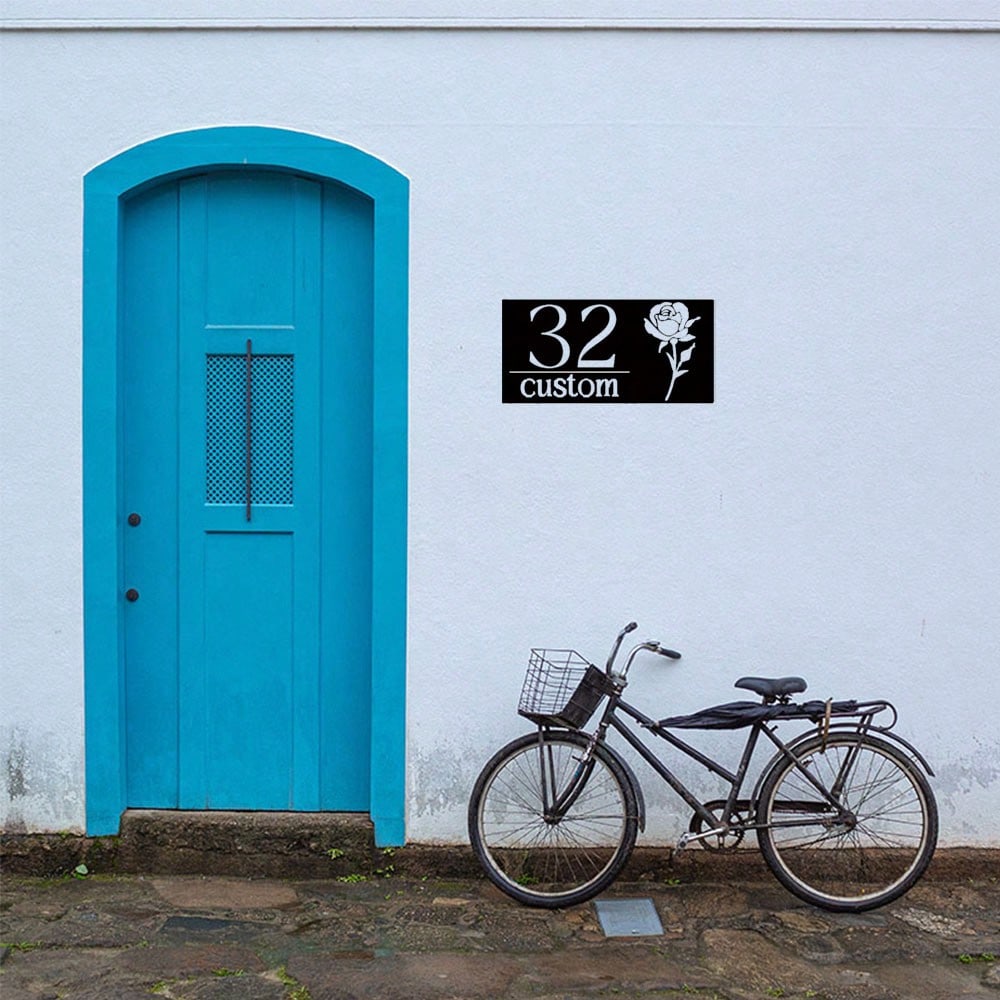 Custom Metal Door Sign with Name & Number, Elegant Home Outdoor Plaque, Wedding Display