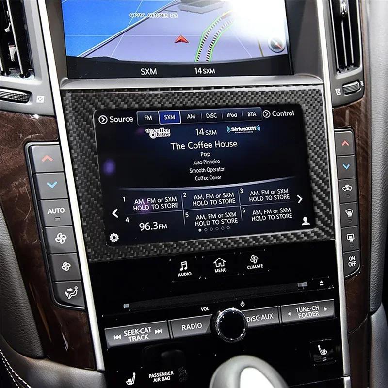 Fit For Infiniti Q50 Q60 2014-2019 Car Accessories Carbon Fiber Car Navigation Panel Interior Protection Decorative Stickers