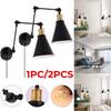 E27 60W 110-220V Loft Industrial Wall Lamps Retro Bed Bedside Light Black Adjustable Vintage LED Wall Light