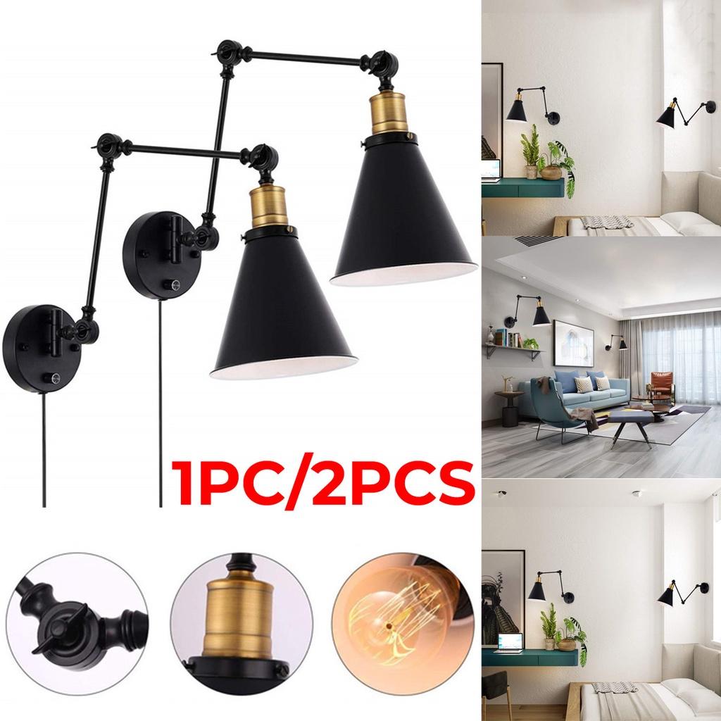 E27 60W 110-220V Loft Industrial Wall Lamps Retro Bed Bedside Light Black Adjustable Vintage LED Wall Light