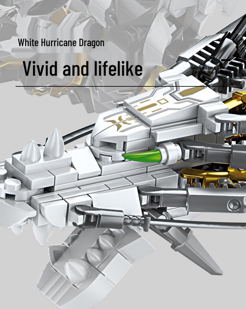 KaiZhi White Hurricane Dragon Space-Air Beast Building Blocks: Chinese Style Educational Toy Gift for Boys
