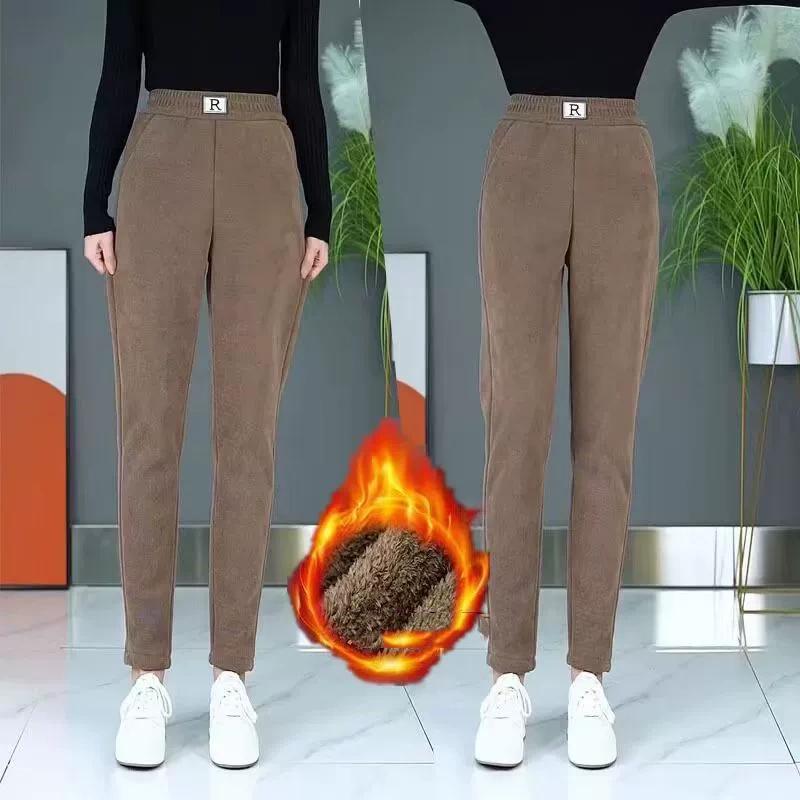 Autumn and Winter Plus Velvet Thick Chenille Harem Pants Women's Loose Large Size Casual Pants Straight Pants Pocket Corduroy