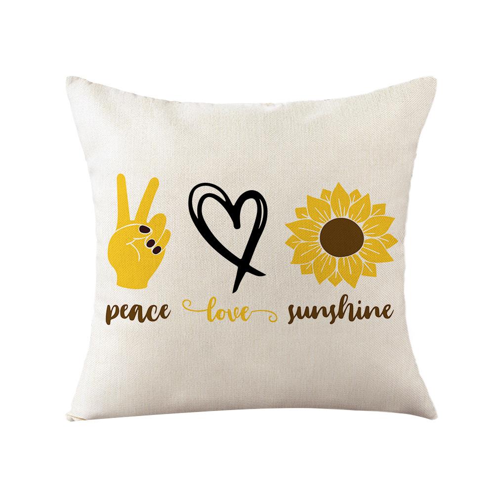 Sunflower Pillow Cover Cartoon Bee Print Polyester Home Cushion Cover Nordic Sofa Cushion Cover