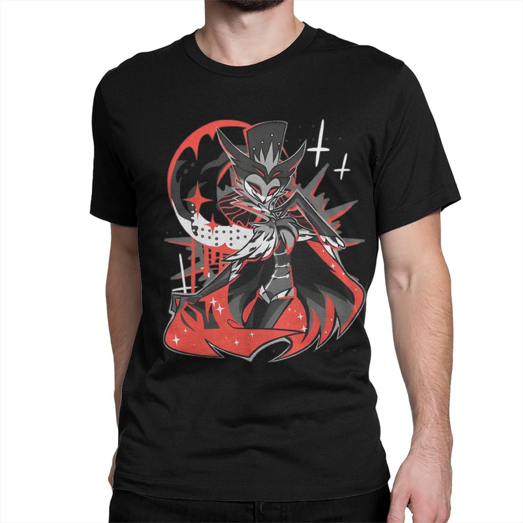 Men Women T-Shirt Loona Don't Care Dark Creative Cotton Tee Shirt Short Sleeve Helluva Boss Anime T Shirts Clothing Graphic
