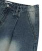 STANDARDERROR 87-Stan174 Heavy Washed Bermuda Denim Pants Deep Blue