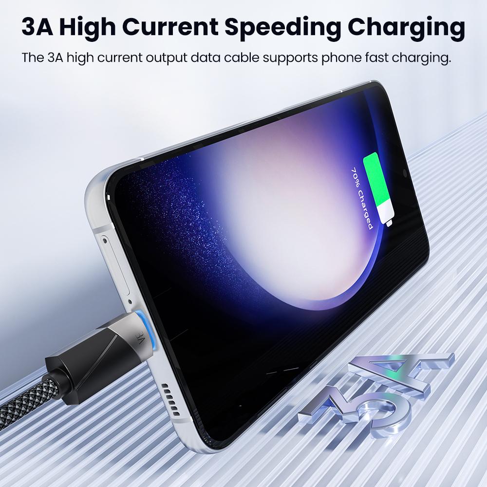 Toocki 3Pack 3A USB Type C Cable Automatic Power-Off Fast Charging Type C Cable for iPhone 17 16 Smausng Xiaomi Huawei Realme
