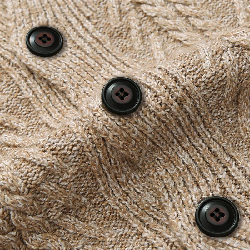 2024 Europäische Größe Frühling/Herbst Strickjacke: Zopfstrick, Langarm, Trendiger Verdickter Pullover