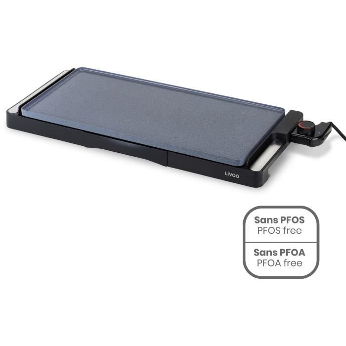 Ceramic Coating Griddle - LIVOO - DOC320 - 2200W - Removable Cast Aluminum Plate - Adjustable Thermostat