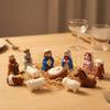 Metal Tin Box Mini Christmas Trough Set Holy Family Christmas Figurines  Bedside Table