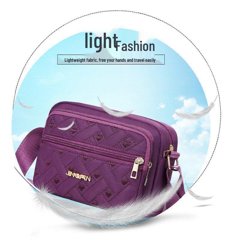 Women's Daily Casual Nylon Cross-Body Shoulder Bag with Multi-Layer Zipper