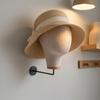 Female Mannequin Head with Wooden pedestalSaving WallMounted Compact Hairpiece Holder