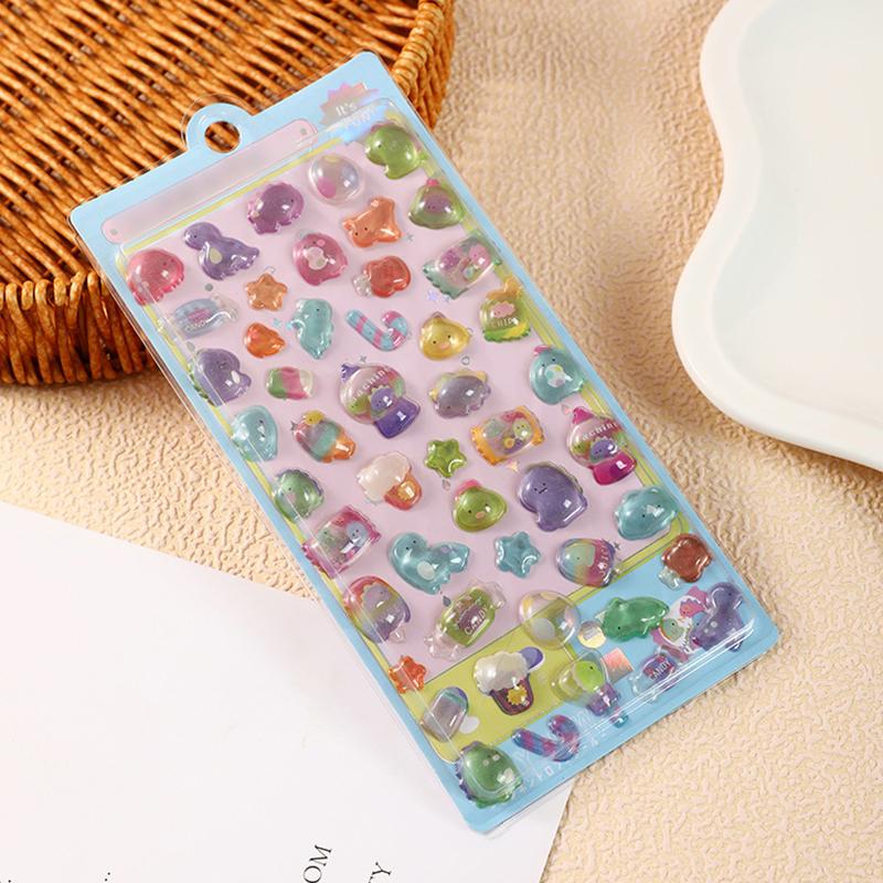 1Sheet Colorful 3D Relief Sticker Cute Animal Emboss Sticker Creative Stationery Journal Phone Case Computer DIY Decorations ZYF