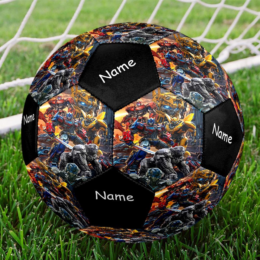 Pallone da Calcio Misura 5 a Tema Transformers con Nome Personalizzabile, Adatto Sia per Partite Indoor che Outdoor, un Regalo Adatto a Tutti.