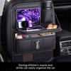 Seametal Multi-Pocket Car Organizer With Foldable Tray All In One Car Seat Back Storage Bag Tissue Holder Anti-Kick Pad For Kids