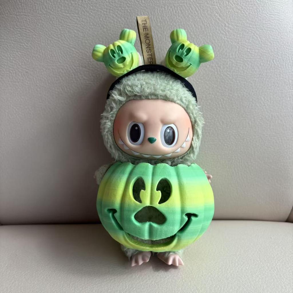 Clothes for Labubu Halloween Gradient Colorful Pumpkin Outfit Set for 1.0 3.0 Generation Figure Collectible Decor Labubu Cosplay
