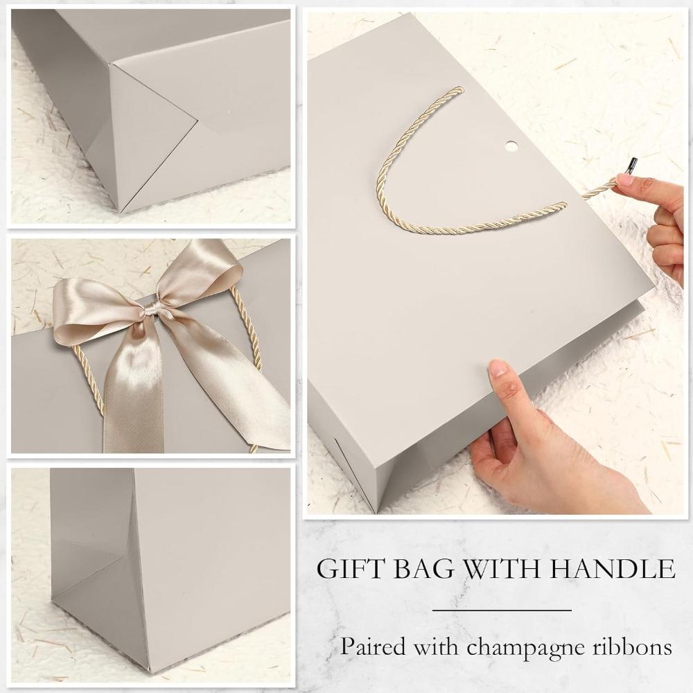 10pcs Gift Bags with Handle Thank You Party Favor Bags Welcome Bags Return Gifts with Bow Ribbon Shopping Bag Tote Bags Gift Wrap Bag