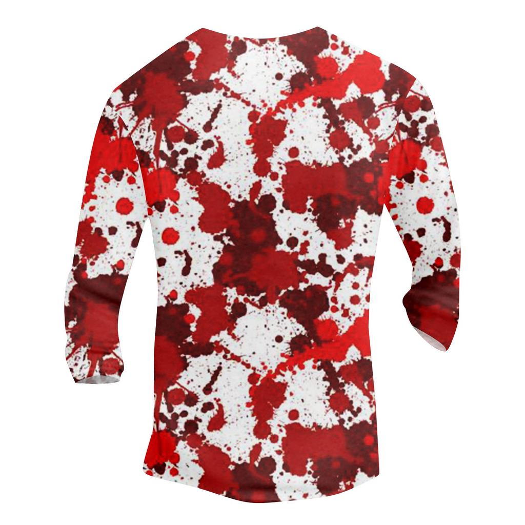 Men‘s’  Printed Button T-Shirt Unisex Loose Casual Three-quarter Sleeves Top