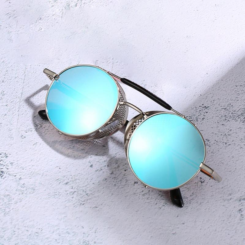Classic Steampunk Round Sunglasses Men Women Metal Punk Glasses Summer Travel Eyewear