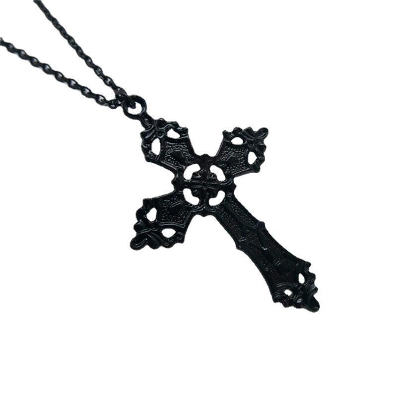 Large Black Gothic Cross Necklace чёрный