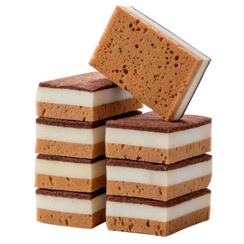 

Double-sided Natural Sponges sandy fiber Scouring Pads Kitchen Pot Dishwashing Magic Rust Remover Brush Cleaning Accessories 5PCS