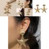 Gold Fashionable Shell Starfish Design Women Metal Earrings For Beach Summer
