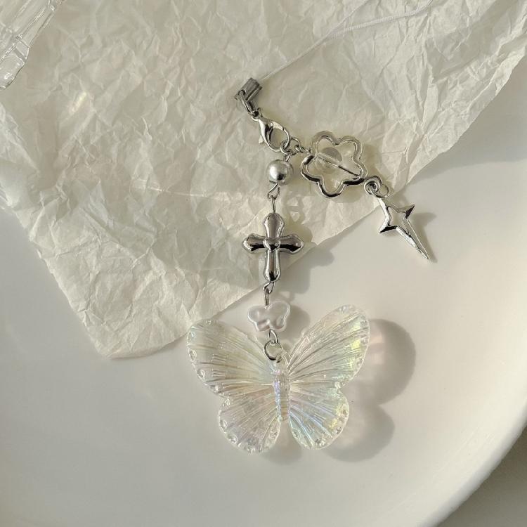 Beautiful Butterfly Phone Ornament Keychain Colorful Butterfly Pendant Phone Chain Accessory Pendant for Keys Backpacks