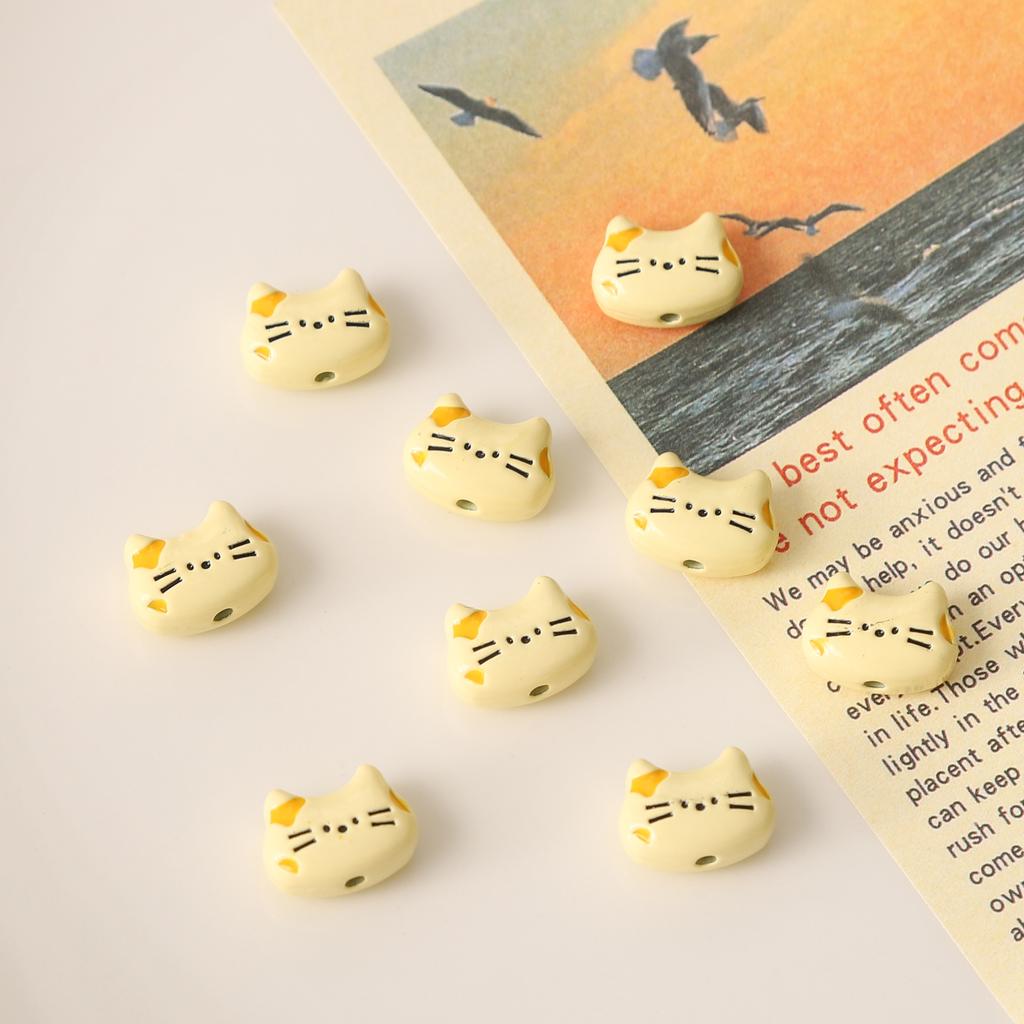 [12X9mm] 1pc Alloy Cat Beads Color Cute Kitten Beads Accessories DIY Jewelry Accessories