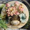 Rustic Lotus Bonsai Wooden Welcome Sign - Artistic Decorative Hanging Plaque - Ideal Home Hanging Ornament