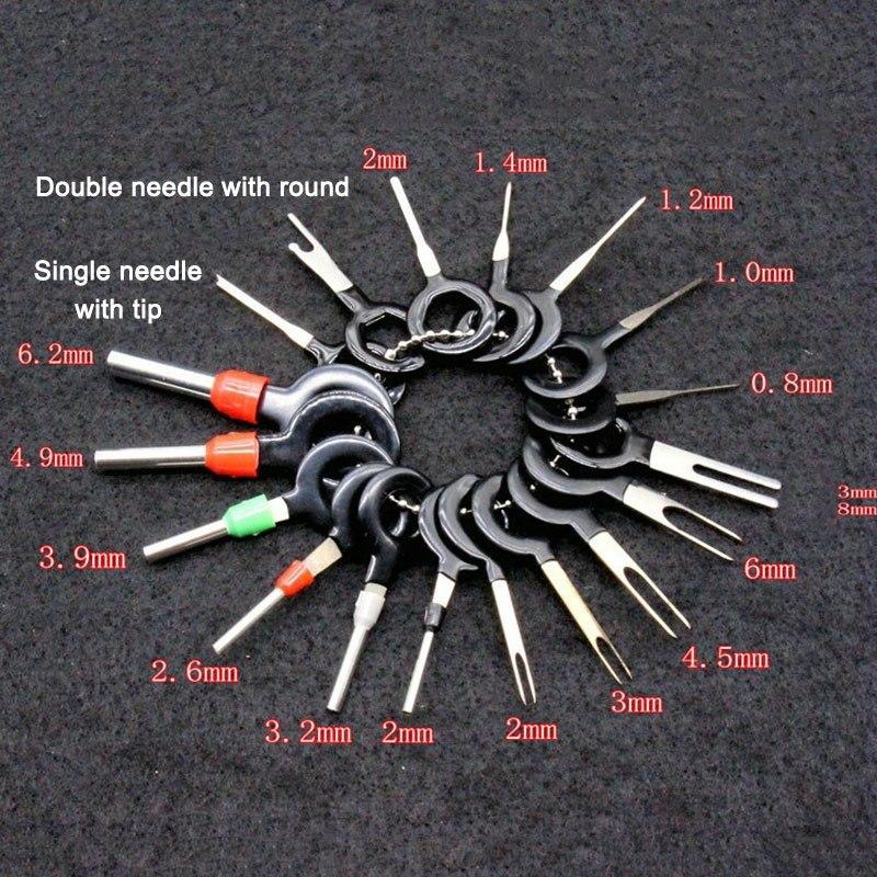 18pcs Car Terminal Removal Kit Box Wire Plug Connector Extractor Puller Release Pin Extractor Set Terminal Plug Repair Tools