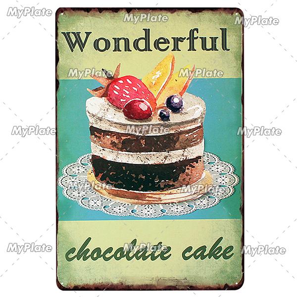Cake Metal Sign Plaque Metal Vintage Food Tin Sign Wall Decor for Kitchen Cafe Diner Bar Cupcake Metal Signs