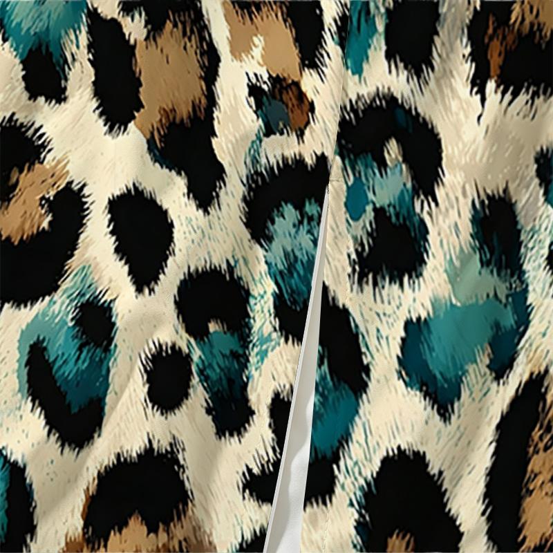 Leopard Print Split Skirt - Elastic Waist Lightweight Women's Summer Skirt for Beach Vacation, European American Style, Versatile Daily Wear