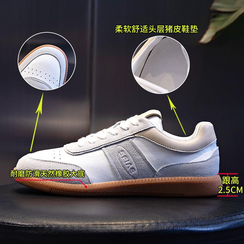 Genuine leather women's shoes 2025 new German training shoes autumn women's casual single shoes flat Forrest Gump shoes children's white shoes